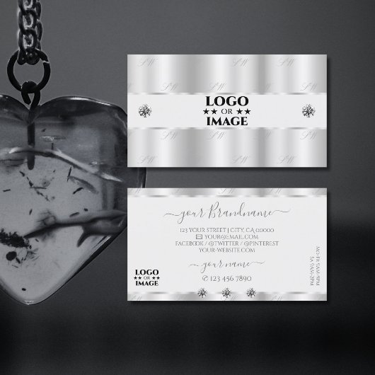 Schimmery Silver Sparkle Juwelen mit Logo Luxuriös Visitenkarte