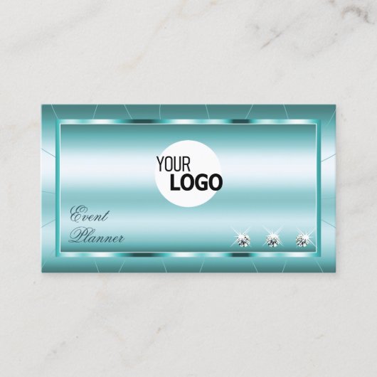 Schimmlig Aquamarin mit Diamanten und Logo Berufli Visitenkarte (Vorderseite)