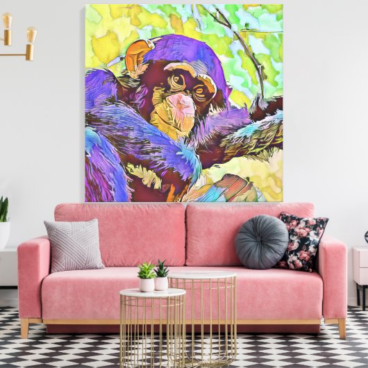 Schimpanse 3 leinwanddruck (Insitu (Wohnzimmer))