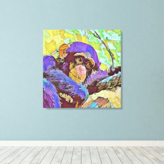 Schimpanse 3 leinwanddruck (Insitu (Holzboden))