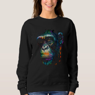 Schimpanse Affengesicht Buntes Wildtier Waldtier Sweatshirt