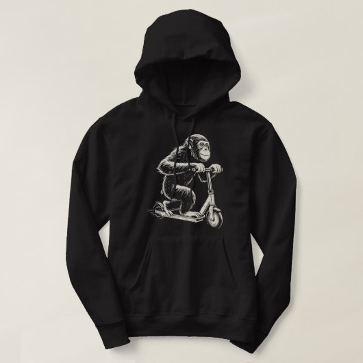 Schimpanse auf einem E-Scooter-Affen Hoodie (Design vorne)