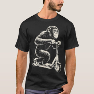 Schimpanse auf einem E-Scooter-Affen T-Shirt