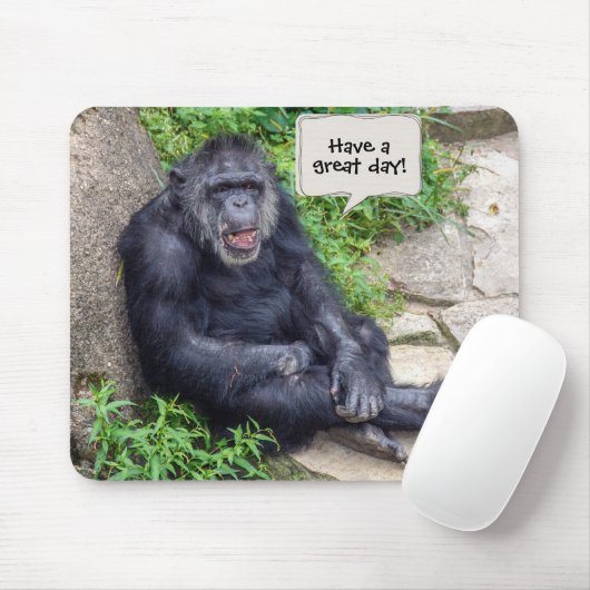Schimpanse auf Felsen Mousepad (Mit Mouse)