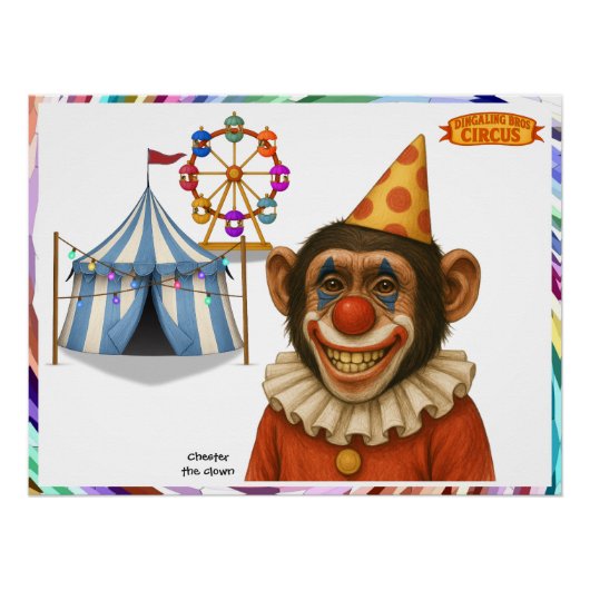 Schimpanse-Clown Chester Poster (Vorderseite)