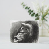 Schimpanse enttäuscht und Sulky Postkarte (Stehend Vorderseite)