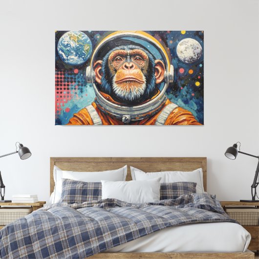 SCHIMPANSE IM WELTALL-15 LEINWANDDRUCK (Insitu (Schlafzimmer))