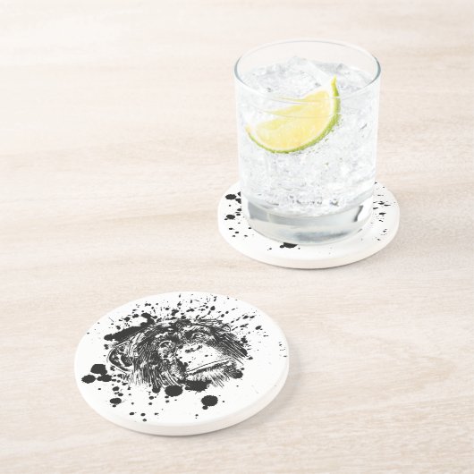 Schimpanse in Black Splash Getränkeuntersetzer (Seite)