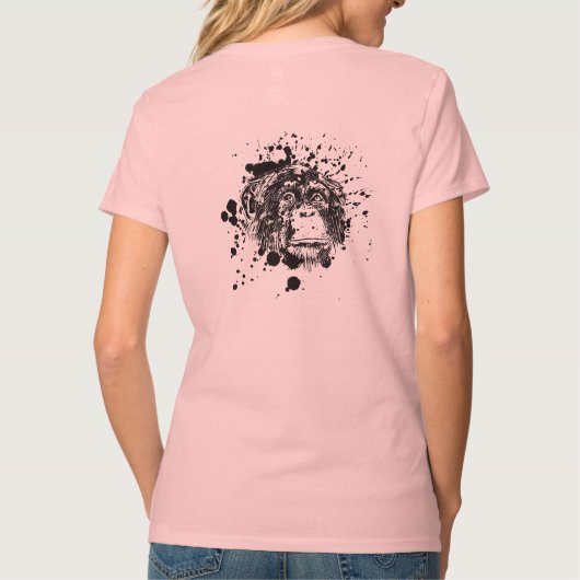 Schimpanse in Black Splash T-Shirt (Rückseite)