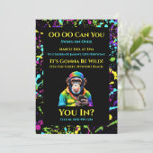 Schimpanse mit Chimp-Chat-Farbton Einladung (Stehend Vorderseite)