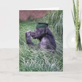 Schimpanse mit grüner Graduierungskappe Karte