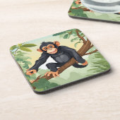 Schimpanse mit ihrem niedlichen Schwanz auf den Fi Getränkeuntersetzer (Linke Seite)