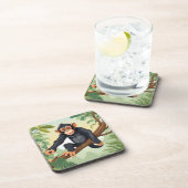 Schimpanse mit ihrem niedlichen Schwanz auf den Fi Getränkeuntersetzer (Rechte Seite)