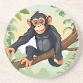 Schimpanse mit ihrem niedlichen Schwanz auf den Fi Getränkeuntersetzer (Vorne)