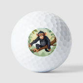 Schimpanse mit ihrem niedlichen Schwanz auf den Fi Golfball (Vorderseite)