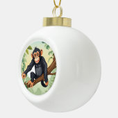 Schimpanse mit ihrem niedlichen Schwanz auf den Fi Keramik Kugel-Ornament (Rechts)