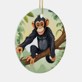 Schimpanse mit ihrem niedlichen Schwanz auf den Fi Keramik Ornament (Rechts)