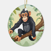 Schimpanse mit ihrem niedlichen Schwanz auf den Fi Keramik Ornament (Links)