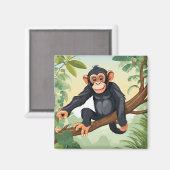 Schimpanse mit ihrem niedlichen Schwanz auf den Fi Magnet (Vorderseite/Rückseite)