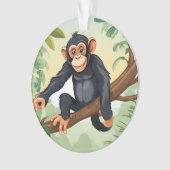 Schimpanse mit ihrem niedlichen Schwanz auf den Fi Ornament (Vorderseite)