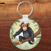 Schimpanse mit ihrem niedlichen Schwanz auf den Fi Schlüsselanhänger (Vorderseite)