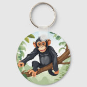 Schimpanse mit ihrem niedlichen Schwanz auf den Fi Schlüsselanhänger (Rückseite)