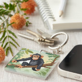 Schimpanse mit ihrem niedlichen Schwanz auf den Fi Schlüsselanhänger (Vorderseite rechts)