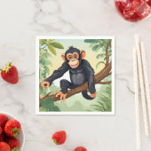 Schimpanse mit ihrem niedlichen Schwanz auf den Fi Serviette (Beispiel)