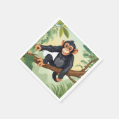 Schimpanse mit ihrem niedlichen Schwanz auf den Fi Serviette (Ecke)