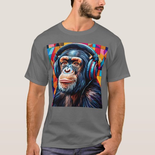 Schimpanse mit Kopfhörern T-Shirt (Vorderseite)
