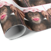 Schimpanse mit rosa Lippenstift Geschenkpapier (Rolleneckpunkt)