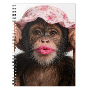 Schimpanse mit rosa Lippenstift Notizblock