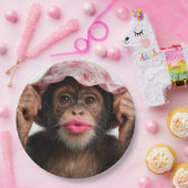 Schimpanse mit rosa Lippenstift Pappteller (Party)