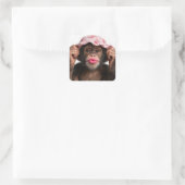 Schimpanse mit rosa Lippenstift Quadratischer Aufkleber (Tasche)