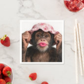 Schimpanse mit rosa Lippenstift Serviette (Beispiel)