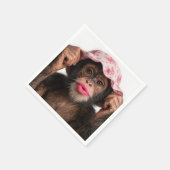 Schimpanse mit rosa Lippenstift Serviette (Ecke)