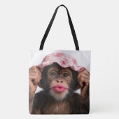 Schimpanse mit rosa Lippenstift Tasche (Vorderseite)