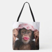 Schimpanse mit rosa Lippenstift Tasche (Rückseite)