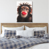 Schimpanse mit rotem Lippenstift Leinwanddruck (Insitu (Schlafzimmer))