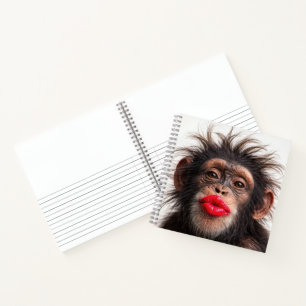 Schimpanse mit rotem Lippenstift Notizblock