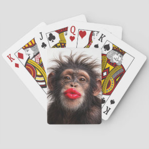 Schimpanse mit rotem Lippenstift Spielkarten