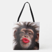 Schimpanse mit rotem Lippenstift Tasche (Vorderseite)