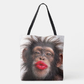 Schimpanse mit rotem Lippenstift Tasche (Rückseite)