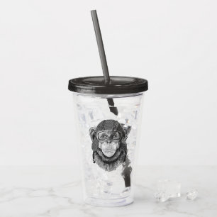 Schimpanse-Motorrad-Reiter Acryltrinkbecher