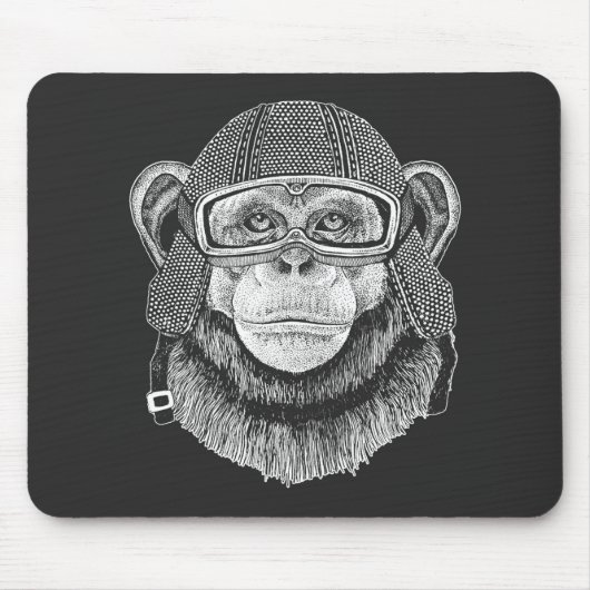 Schimpanse-Motorrad-Reiter Mousepad (Vorne)