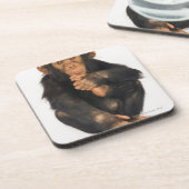 Schimpanse (Pantroglodytes). Junges playfull Untersetzer (Linke Seite)