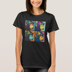 Schimpanse Pop Illustration Farbige Tierfrauen T-Shirt