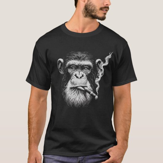 Schimpanse-Raucherporträt T-Shirt (Vorderseite)