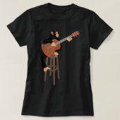 Schimpanse spielt akustische Gitarre. Funny Affe T-Shirt (Design vorne)