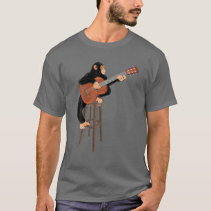 Schimpanse spielt akustische Gitarre. Funny Monkey T-Shirt
